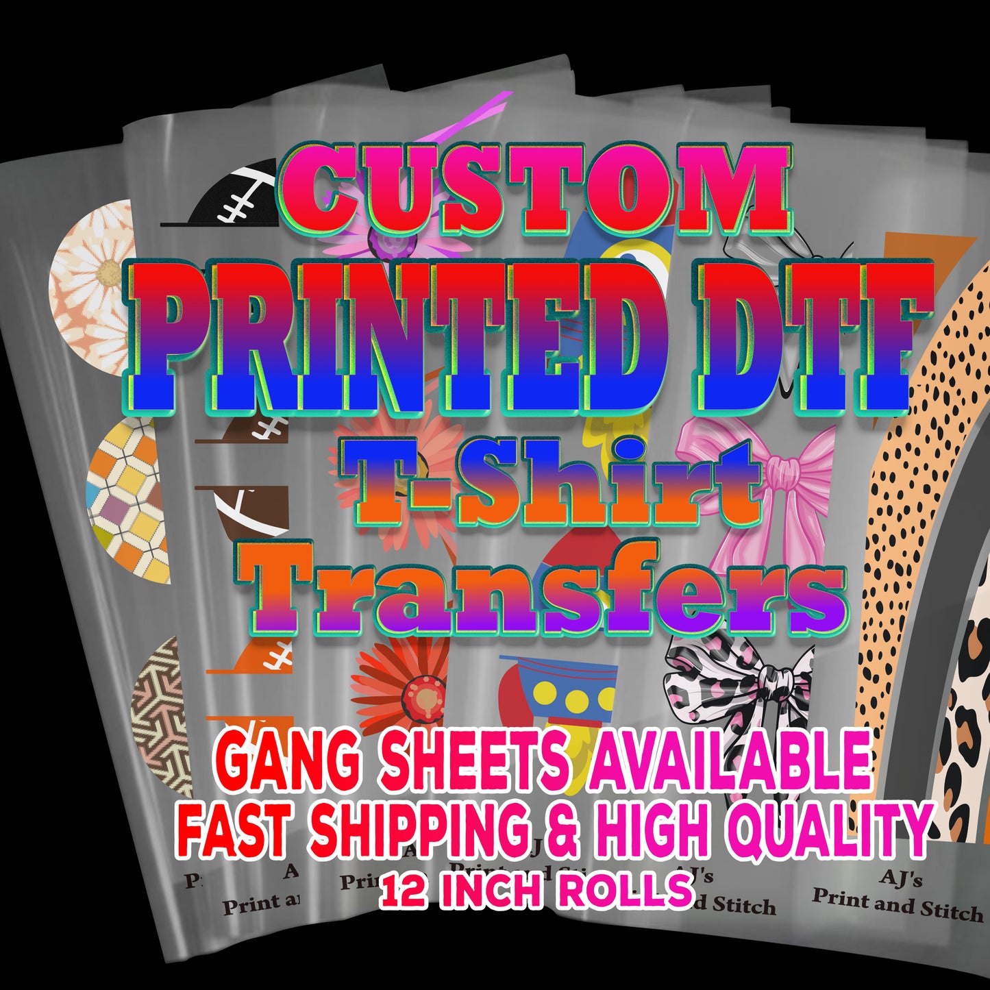 12x12 Custom DTF Gang Sheets | Ready to Press Heat Transfers - 12" Wide